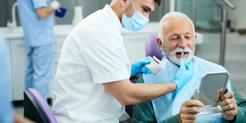older man at the dentist