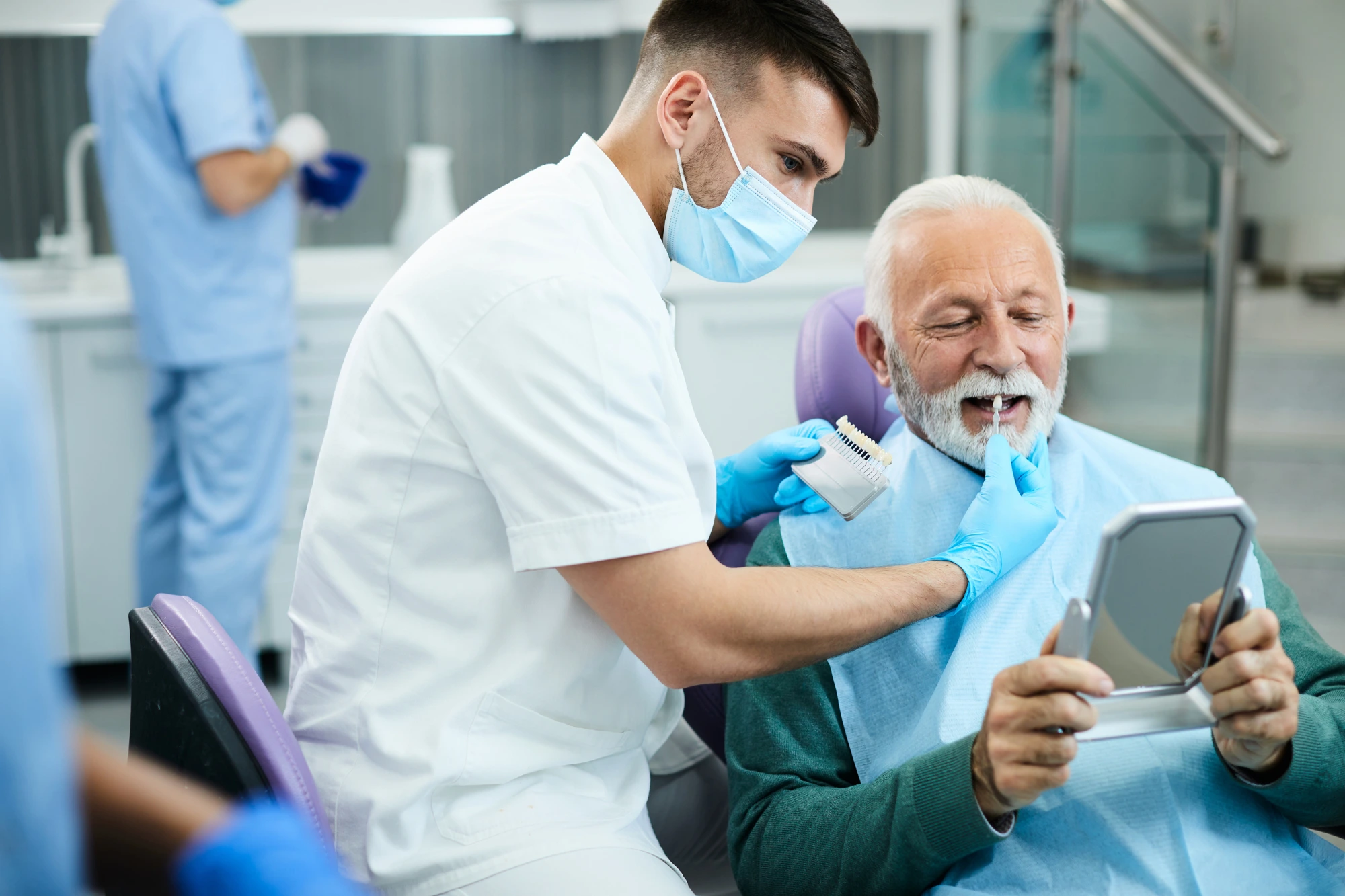 older man at the dentist