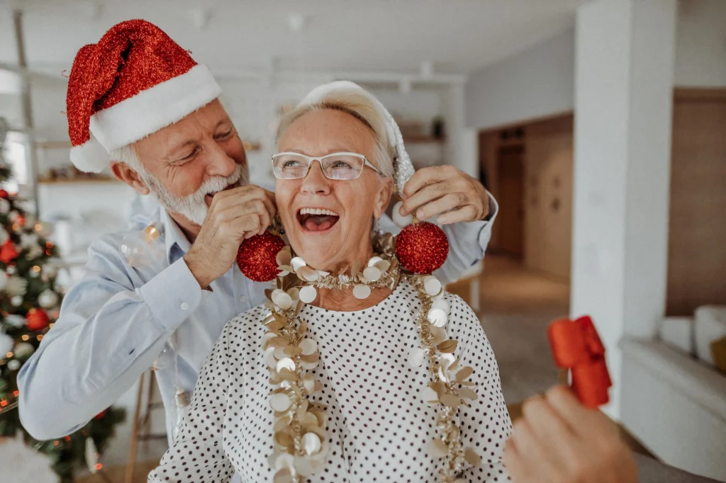 couple having fun on christmas