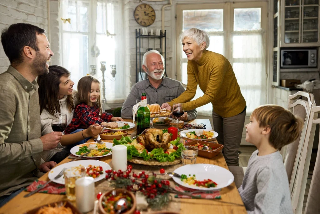 family gathered around a table