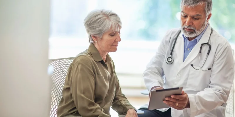 patient talking to a doctor in the office