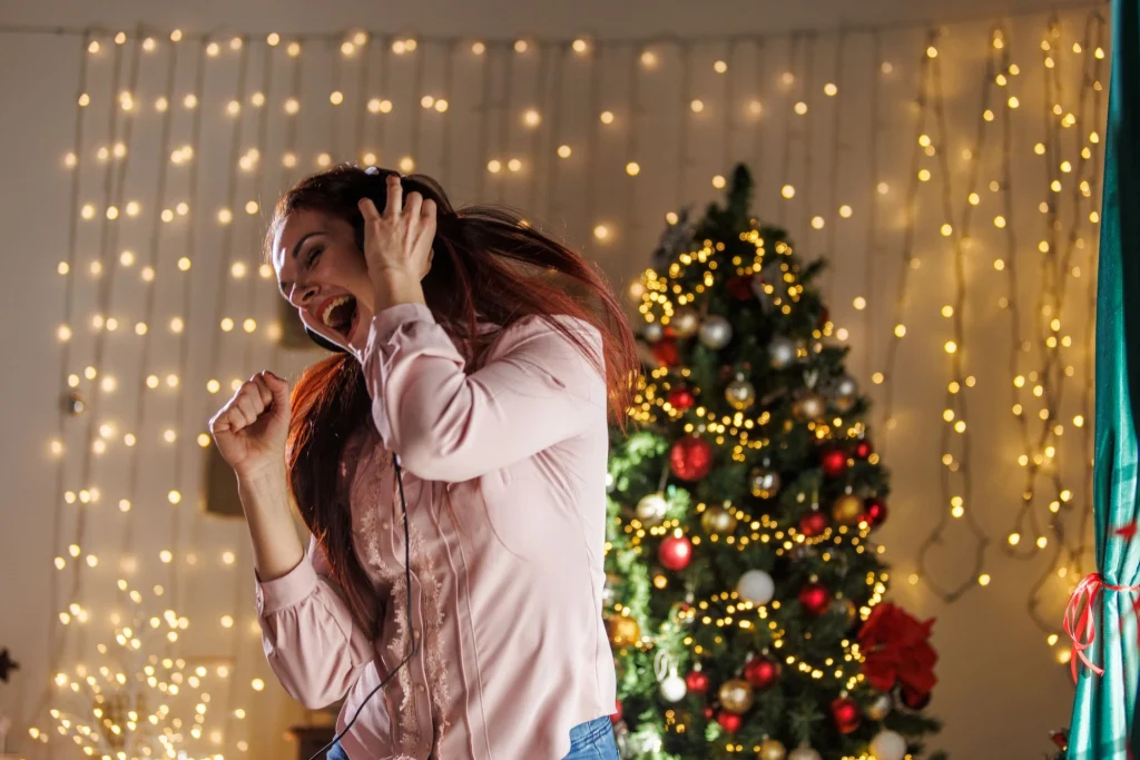 a girl singing into an imaginary mic