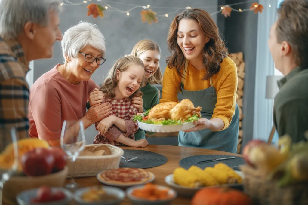 thanksgiving meal with grandparents and family
