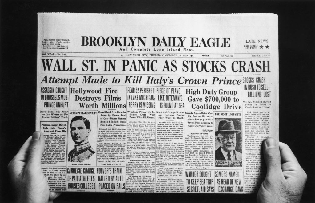newspaper depression wall street crash