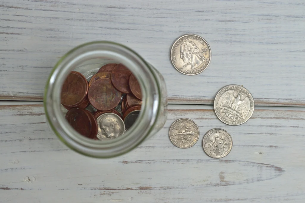 tip jar looking down on counter