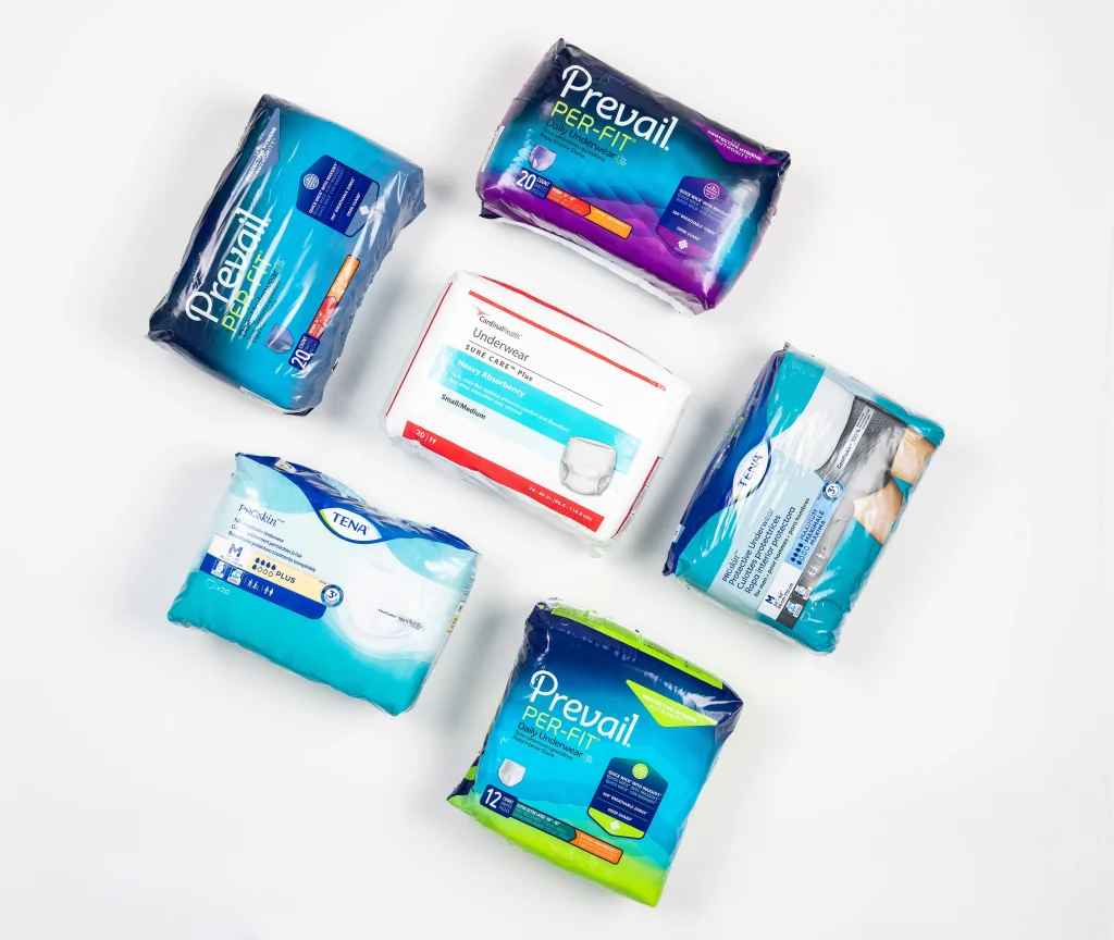 Aeroflow incontinence care supplies products on a white background