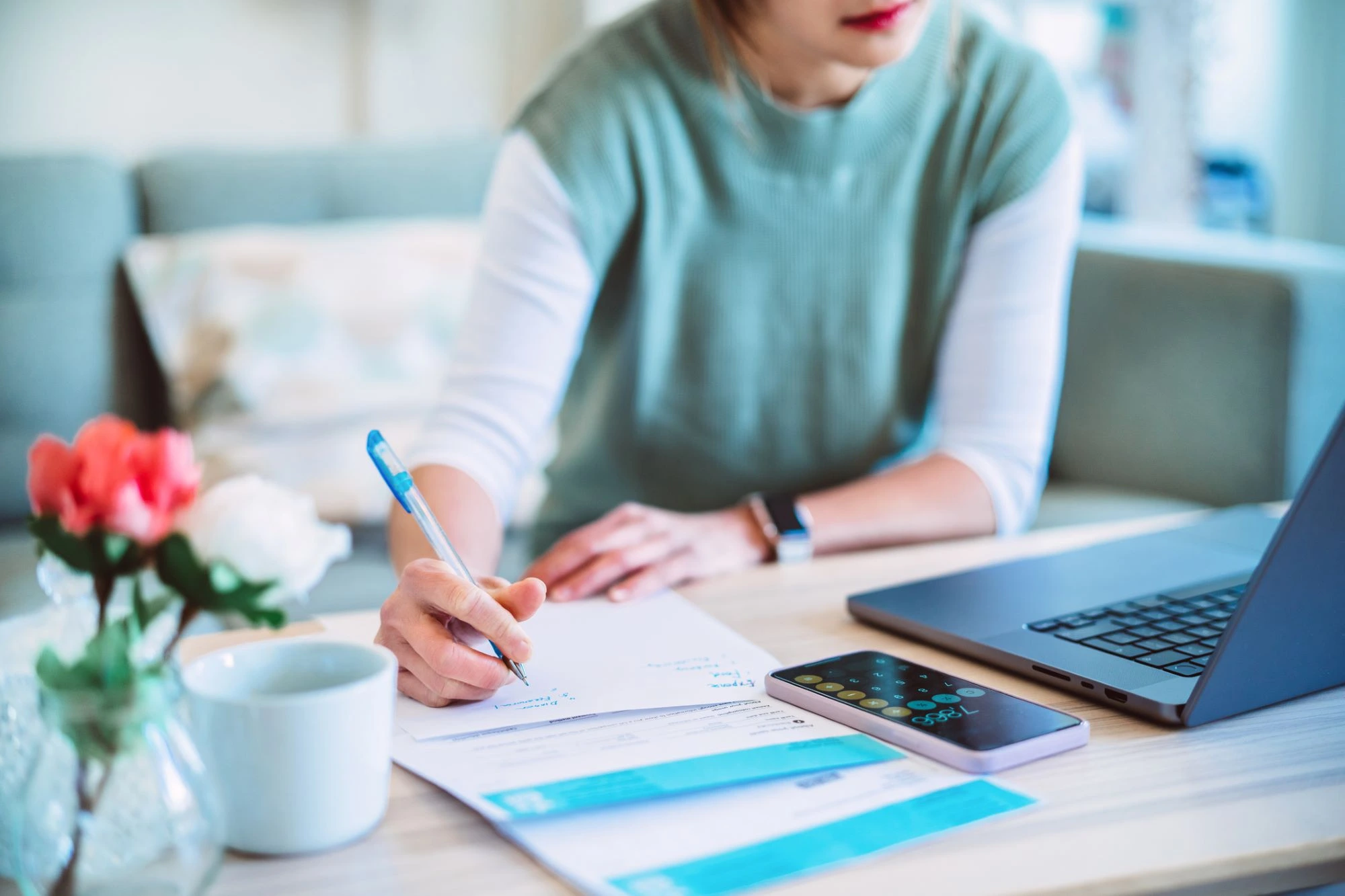 senior woman sitting at a desk working