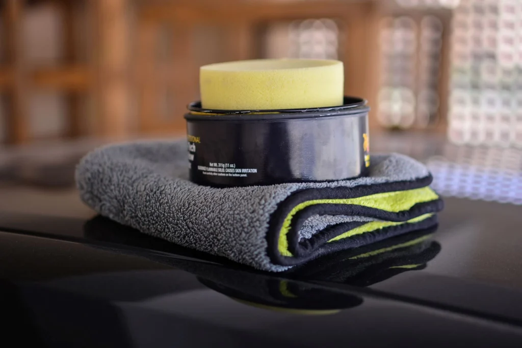 car wax and towel