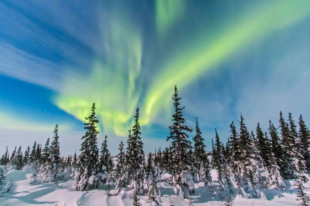 aurora borealis over churchhill, manitoba canada