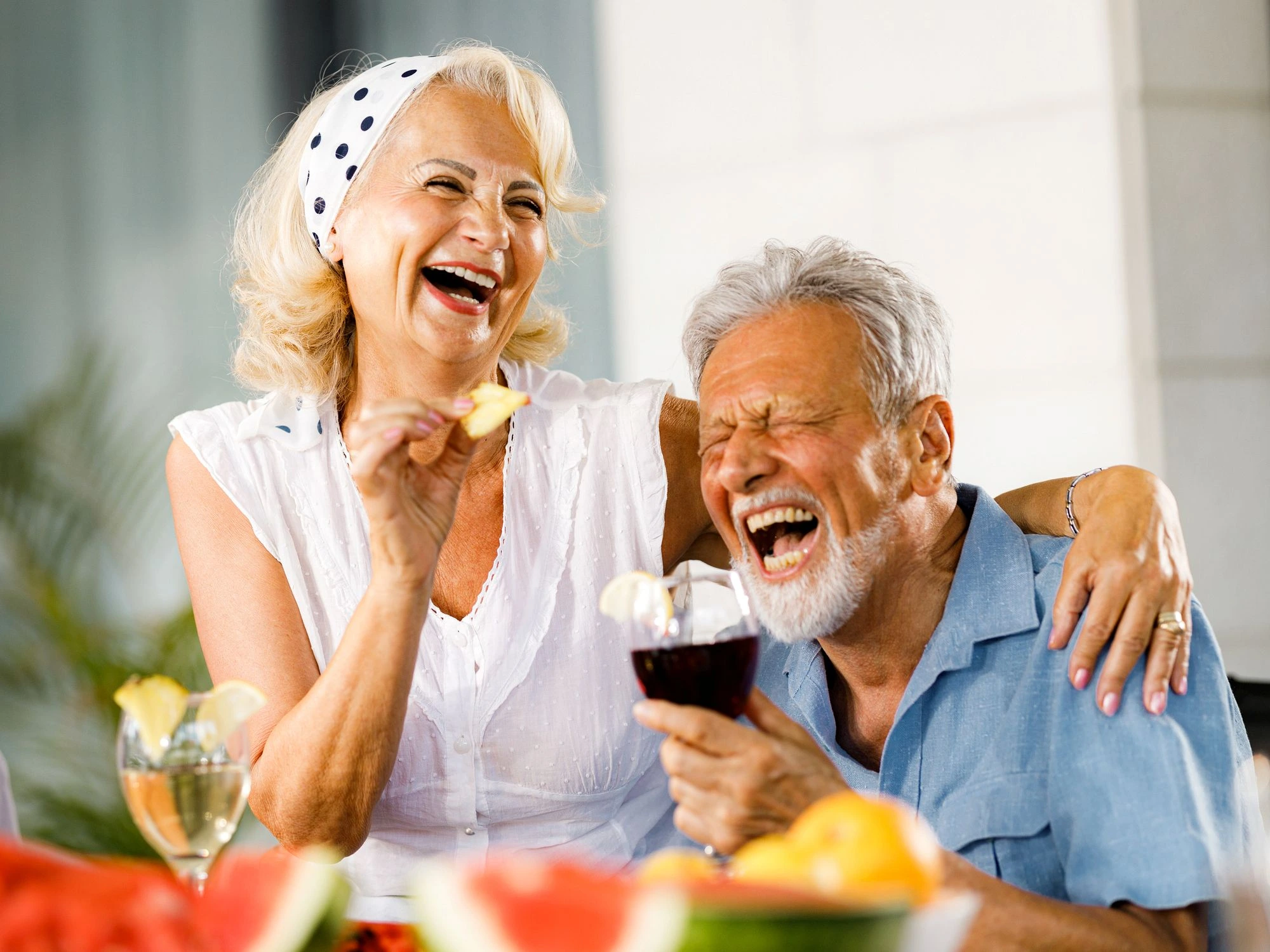 couple picnic on the patio