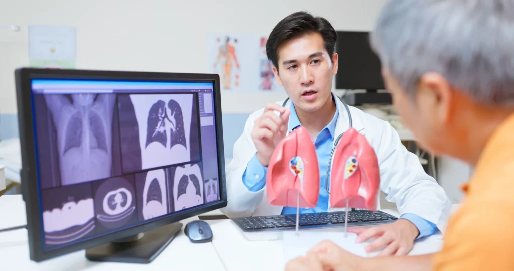 lung cancer doctor patient exam