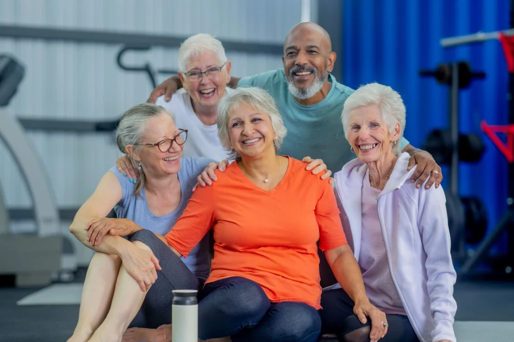 group of older friends fitness