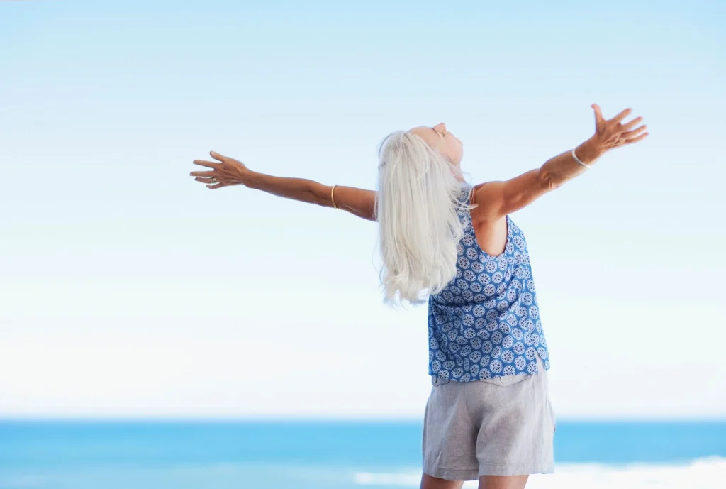 hands outstretched long hair
