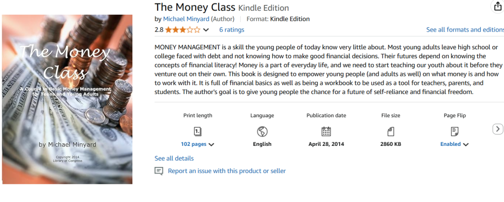 "The Money Class: A Course in Basic Money Management for Teens and Young Adults," by Michael James Minyard Amazon screenshot