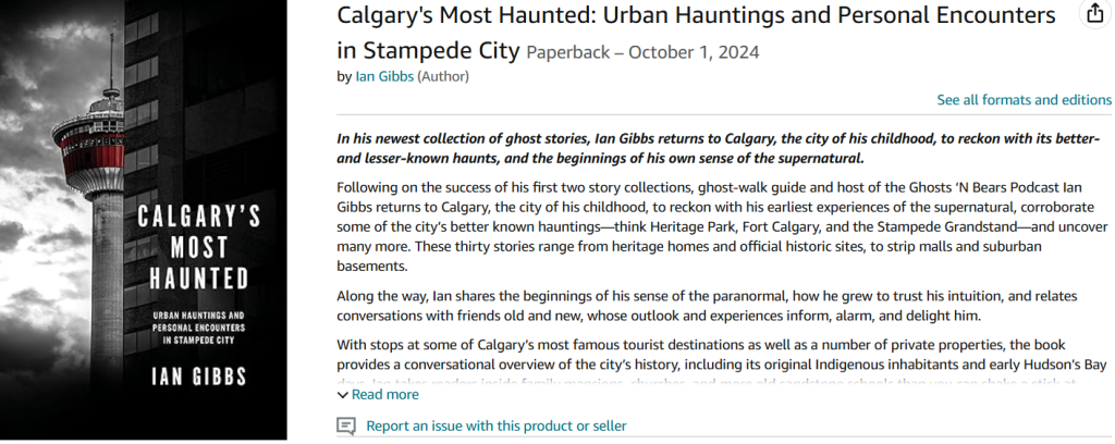 "Calgary's Most Haunted: Urban Hauntings and Personal Encounters in Stampede City" by Ian Gibbs (Touchwood Editions) screenshot from Amazon.com
