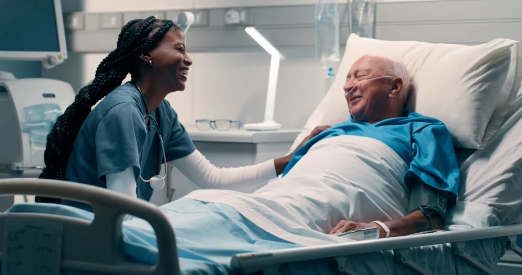nurse and man hospice care