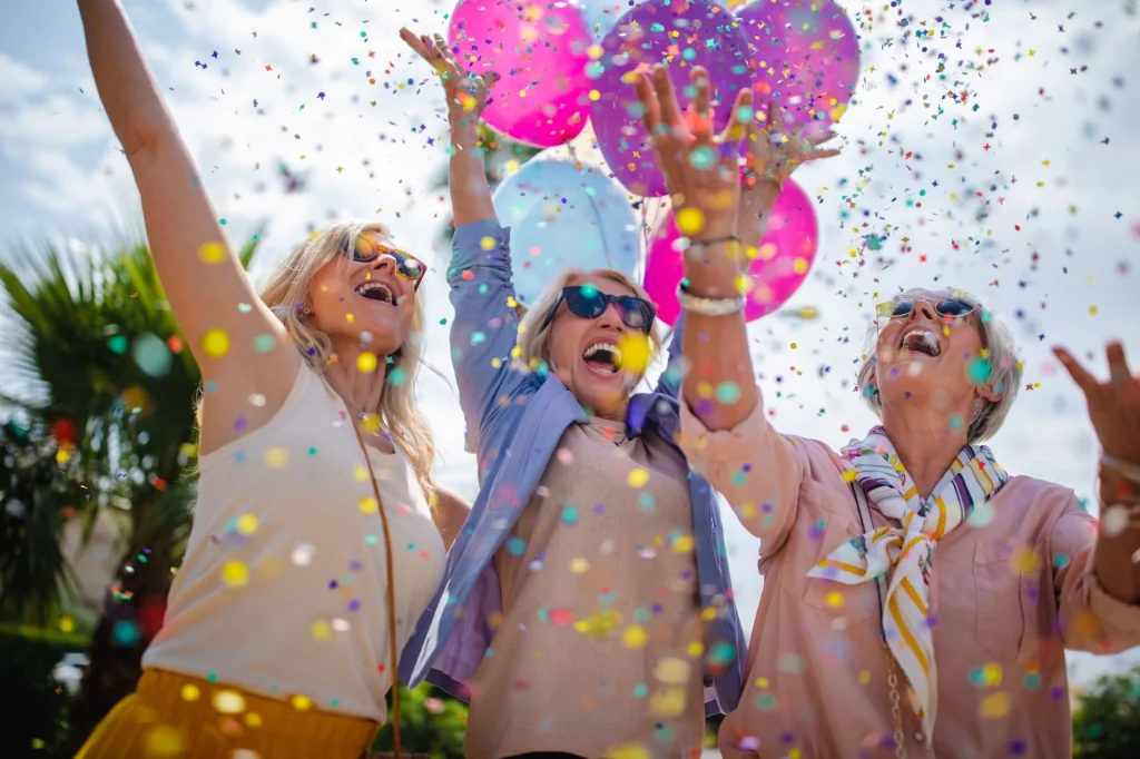celebrating with balloons