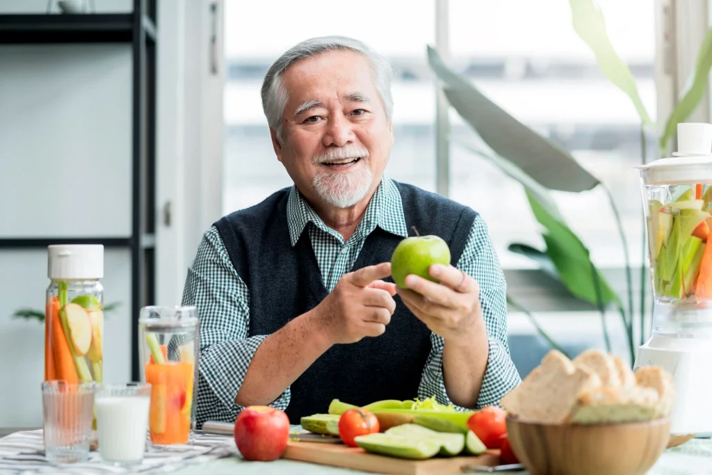 pointng to apple healthy food