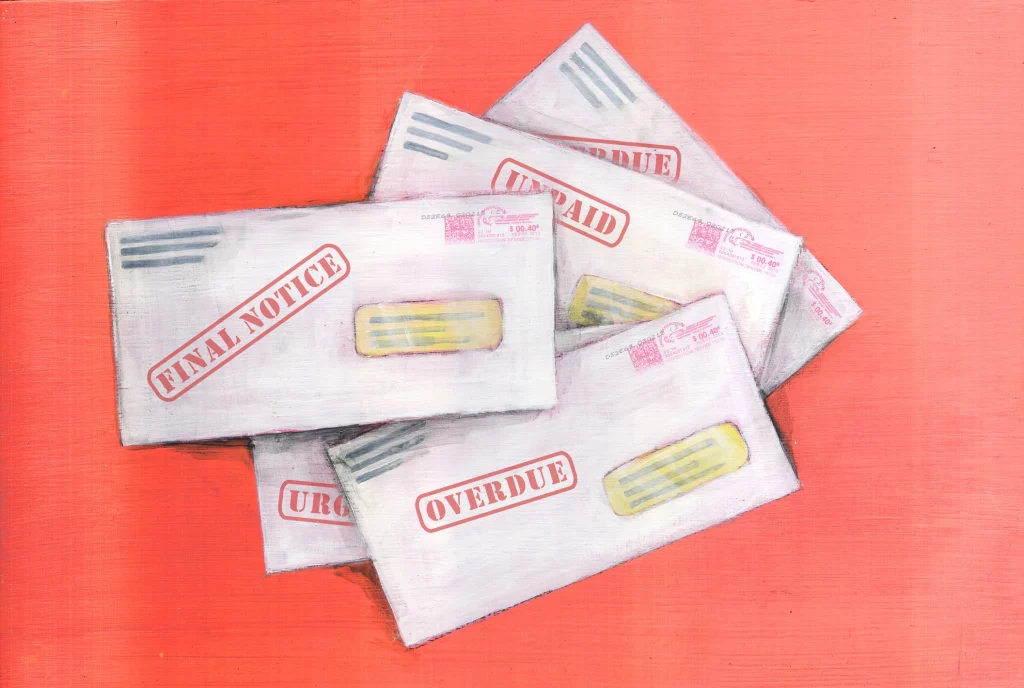 stack of past due bills debt