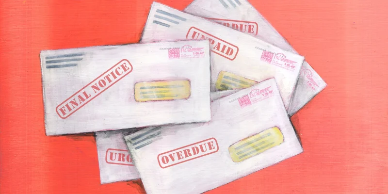 stack of past due bills debt