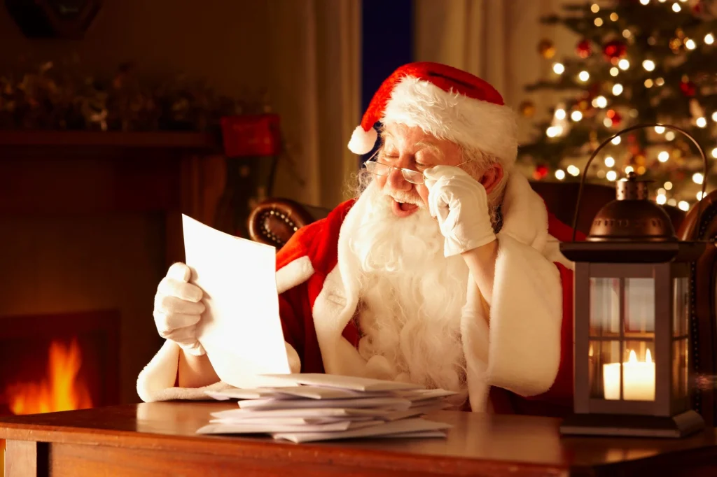 santa reading letter from child