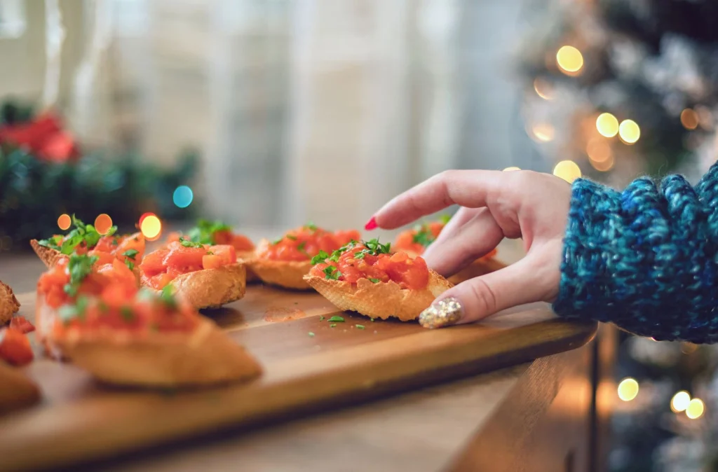 grabbing holiday appetizers christmas party