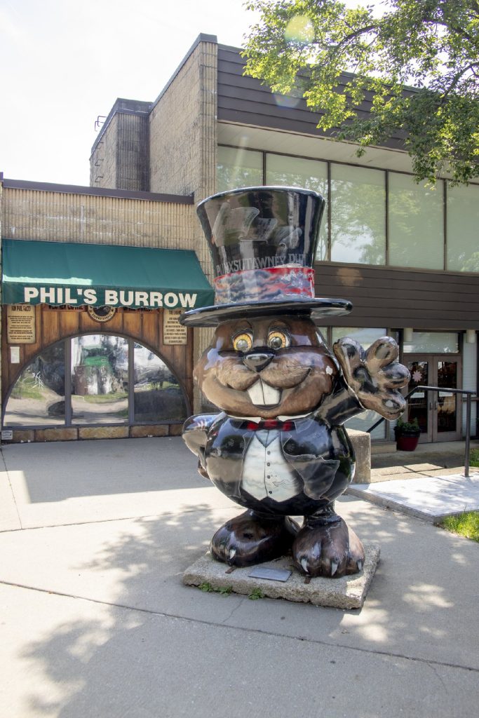 A statue of Punxsutawney Phil welcomes visitors to Punxsutawney, Pennsylvania, where they can observe whether the groundhog sees his shadow. Photo courtesy of Karen Foley/Dreamstime.com.