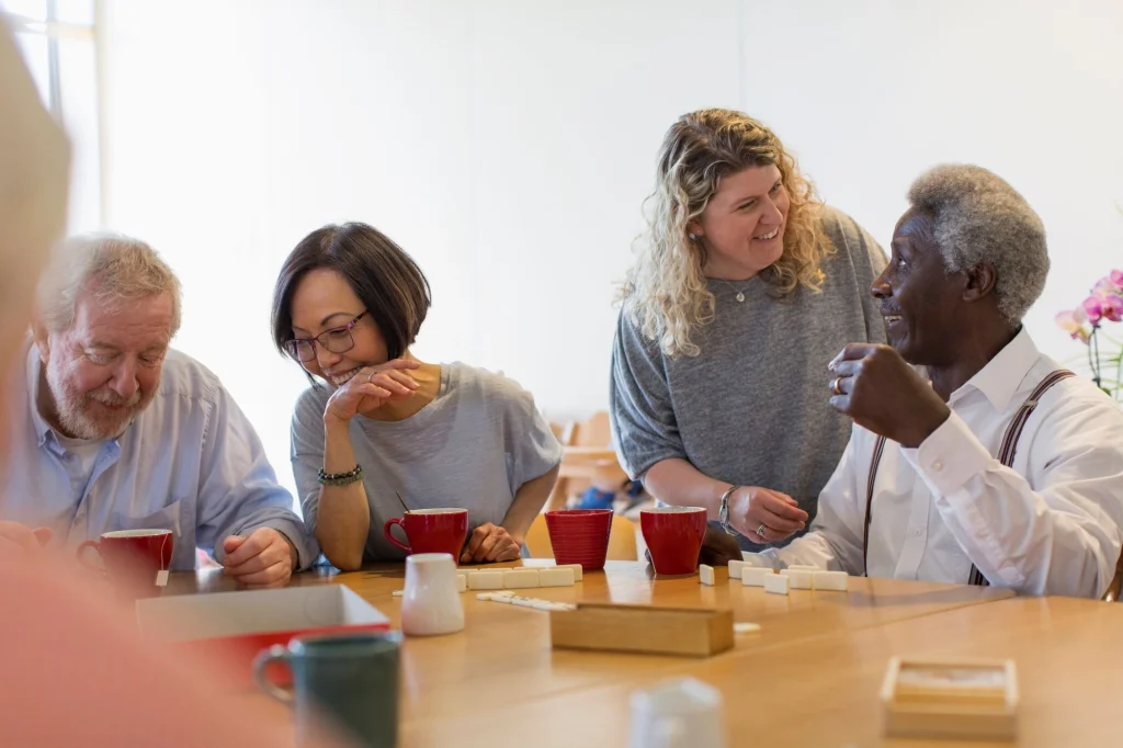 older adult group playing a game
