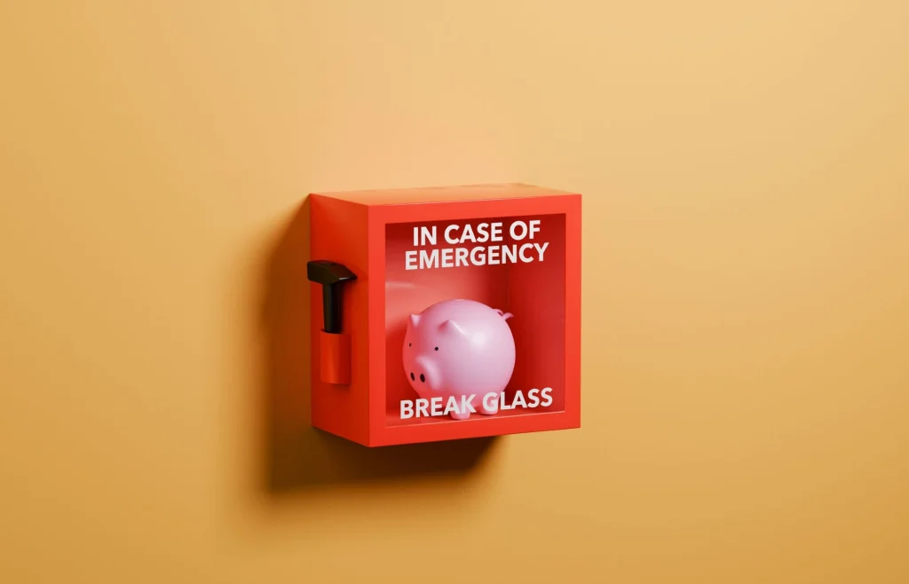 PIGGY BANK BEHIND GLASS EMERGENCY FUND