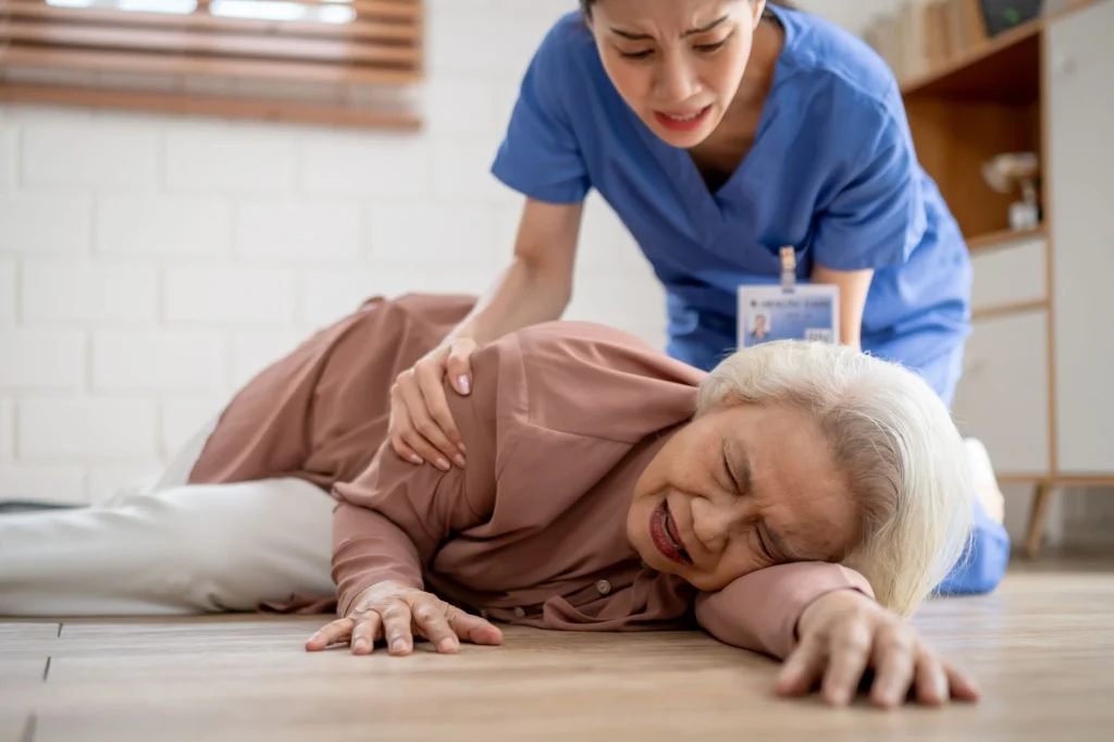 falling lady caregiver