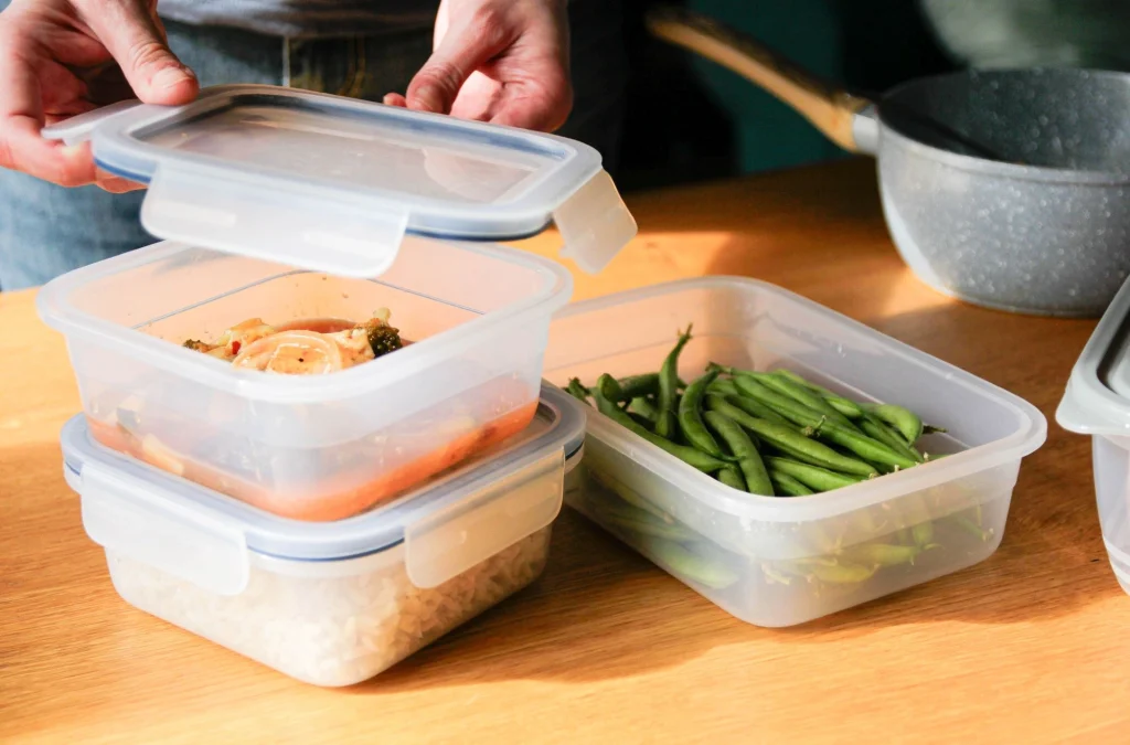 leftovers in tupperware containers