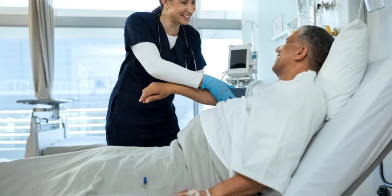nurse and patient in a hospital