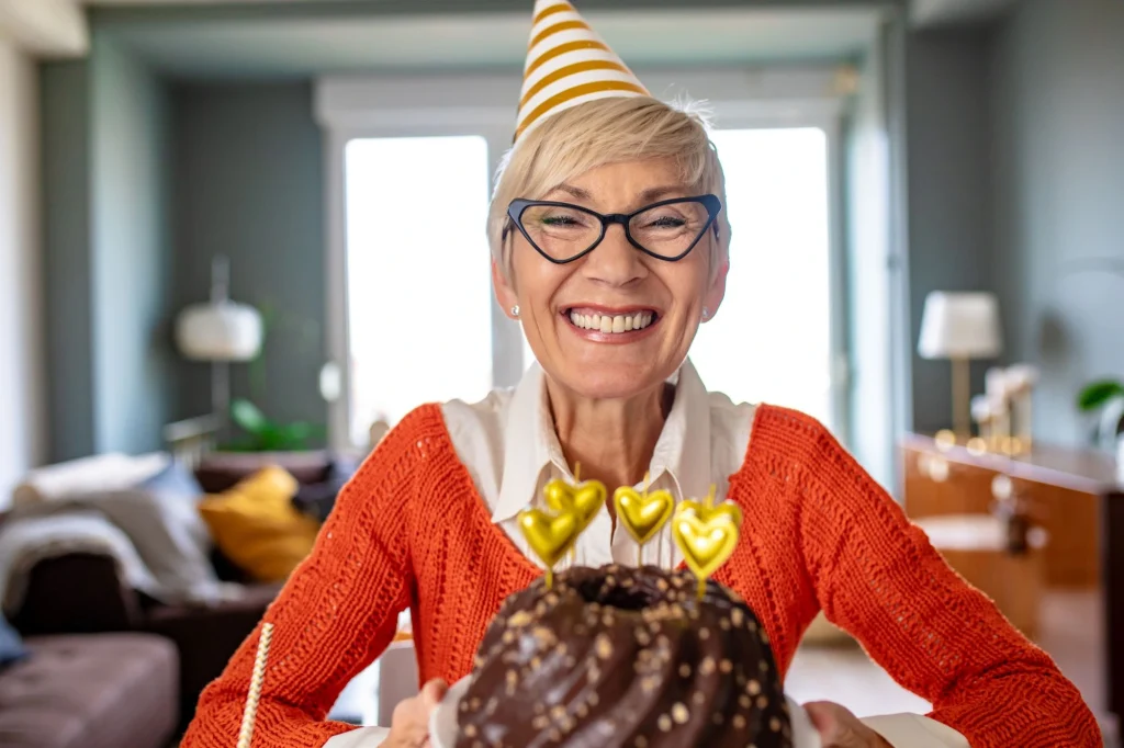 older lady birthday chocolate cake retirement age
