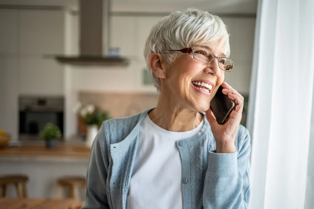 older lady on the phone