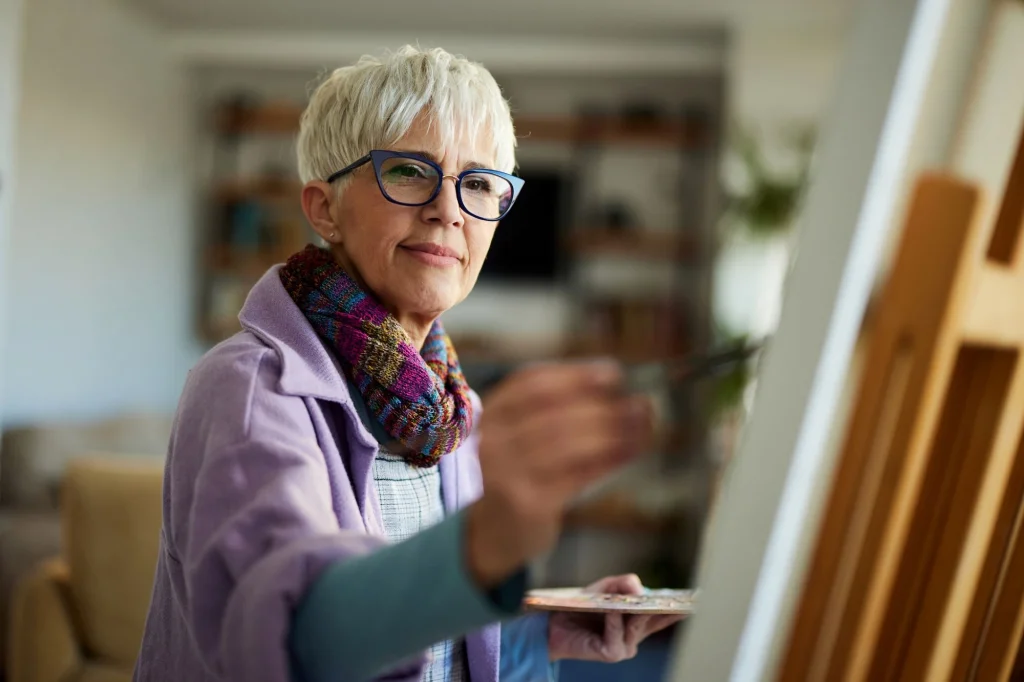 a lady painting