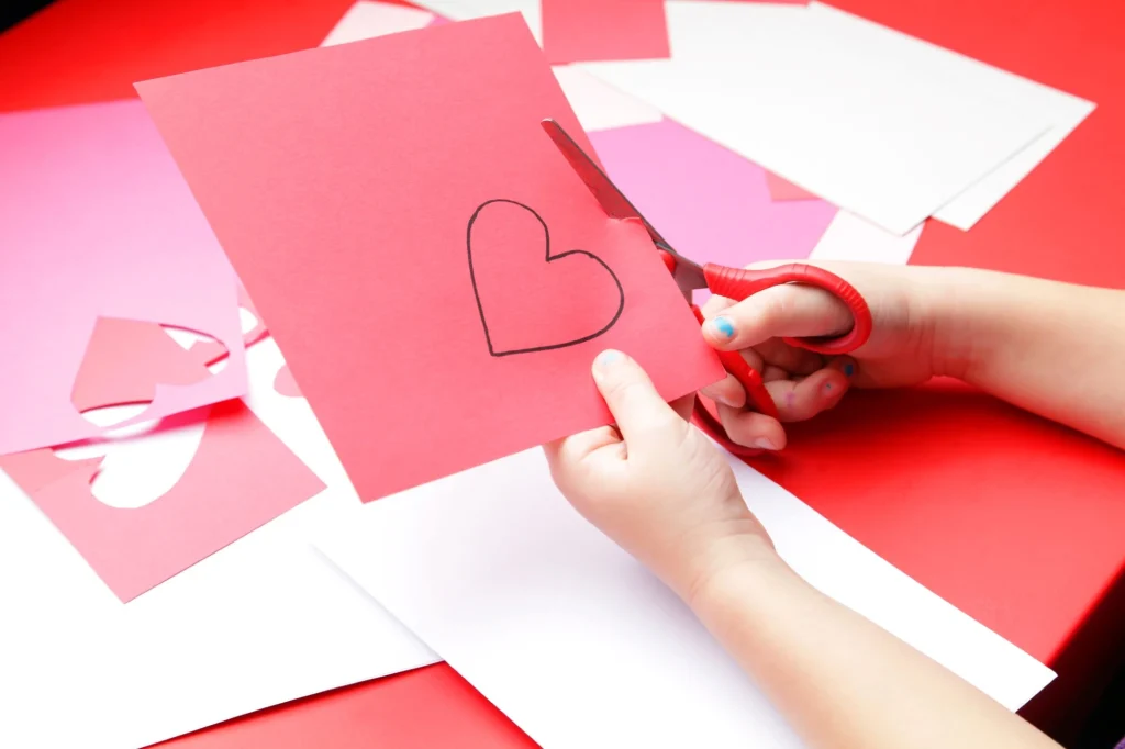 cutting craft paper hearts