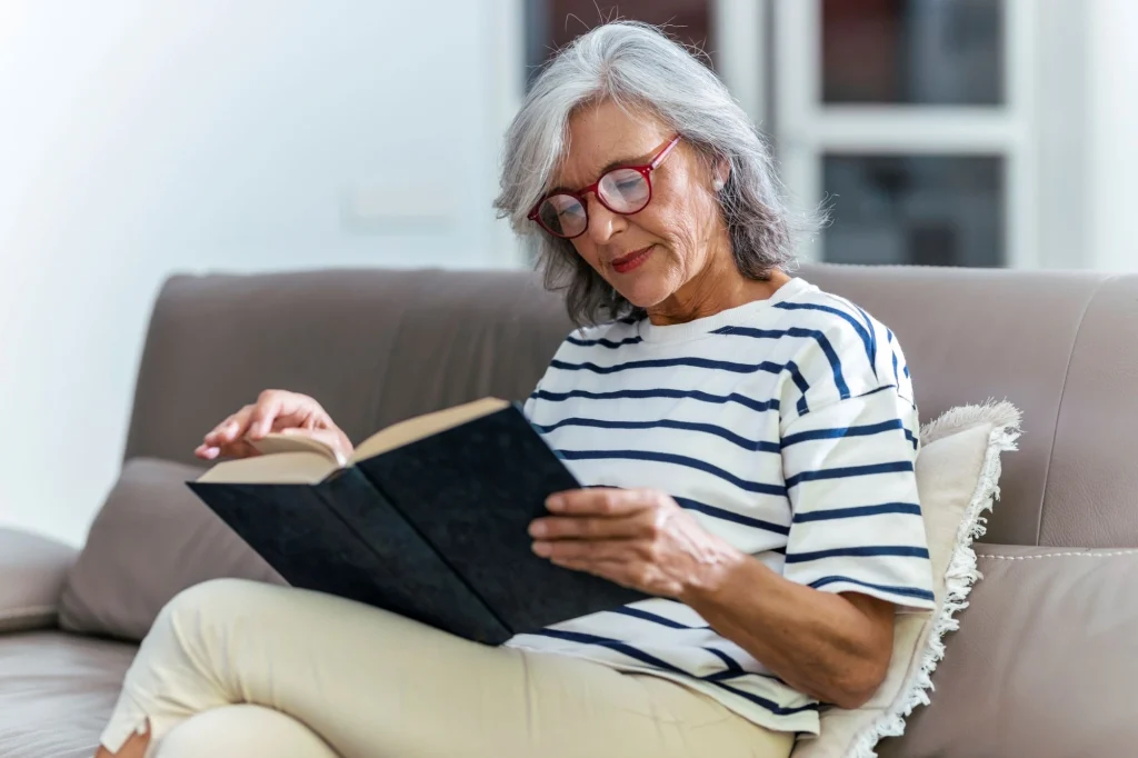reading on the couch