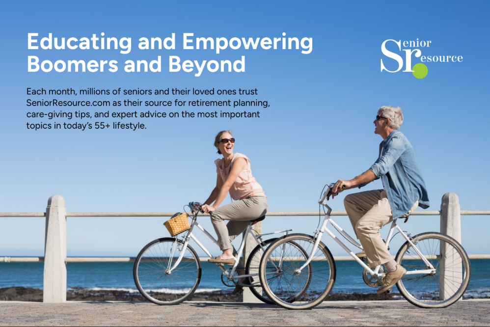 Educating and empowering boomers and beyond. Each month millions of seniors and their loved ones trust SeniorResource.com as their source for retirement planning, caregiving tips, and expert advice on the most important topics in today's 55+ lifestyle.