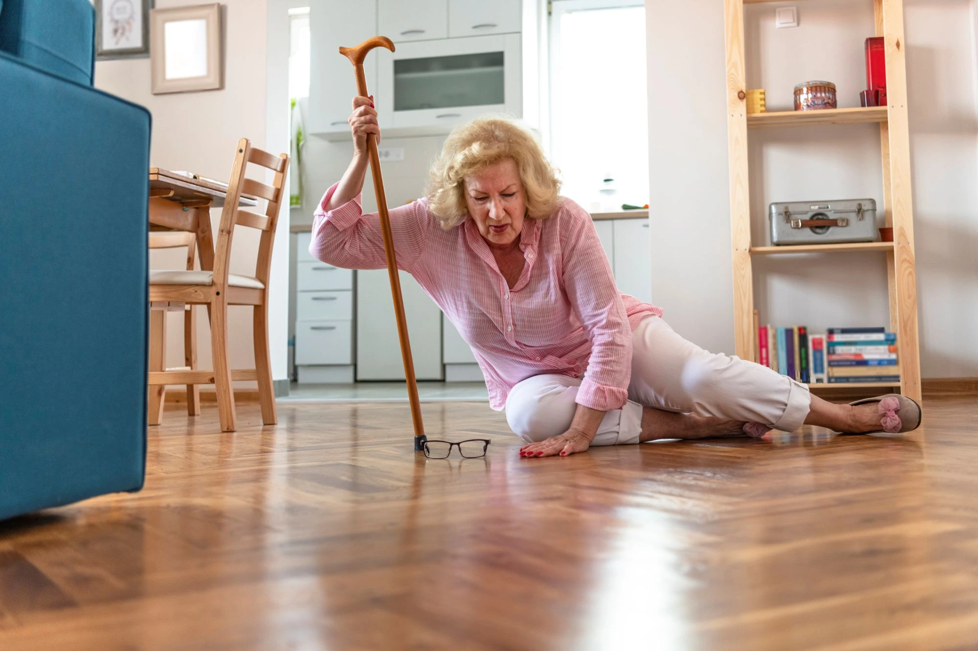 fainting woman on the floor