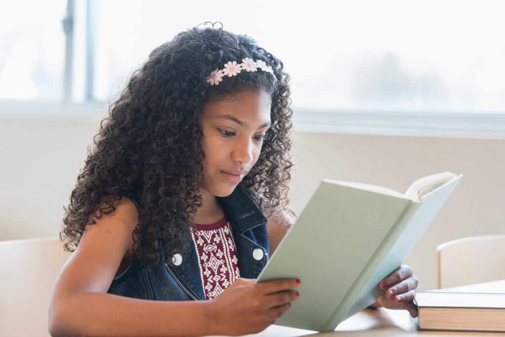 little girl reading